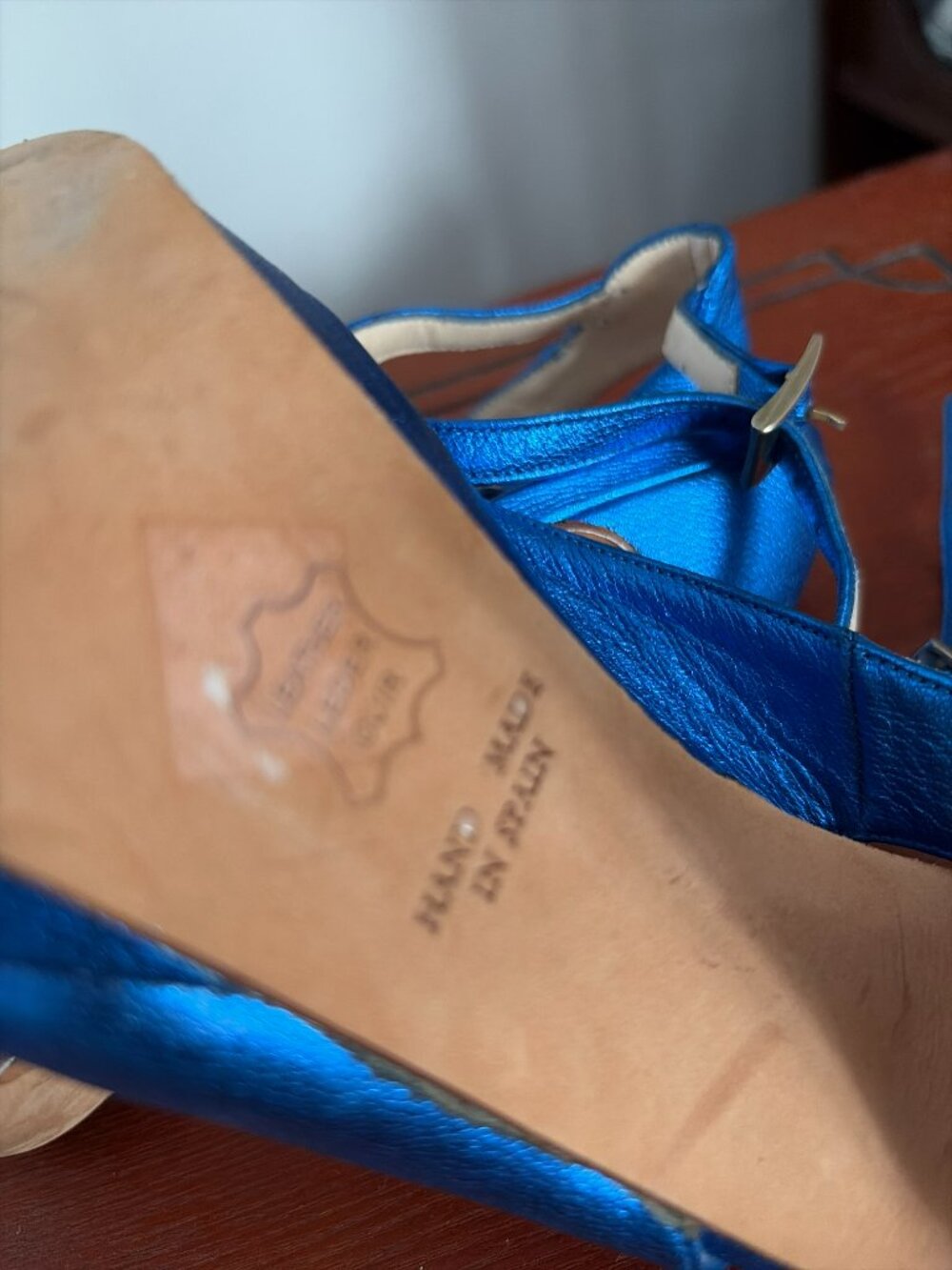 Blue Platform High Heel Ankle Strap Sandals - Picture 3 of 8